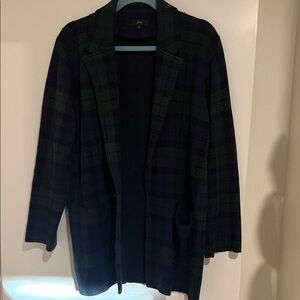 J. Crew Blackwatch Plaid Open Front Cardigan Sweater